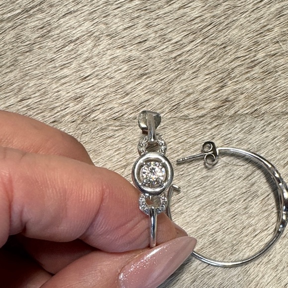 Stunning Silver Rhodium Plated Lab Created Drop Earrings - Picture 3 of 4